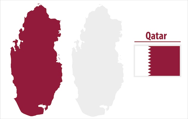 Qatar kaart illustratie vector gedetailleerde Qatar vlag