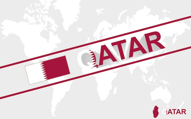 Qatar map flag and text illustration