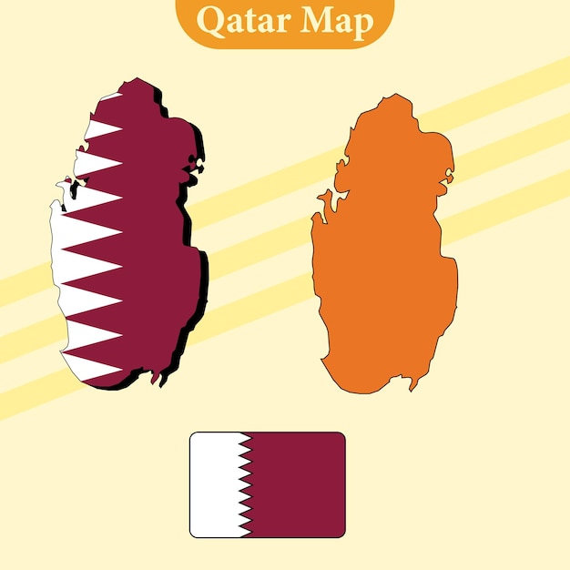 Vector qatar map vector with regions and cities lines and full every region