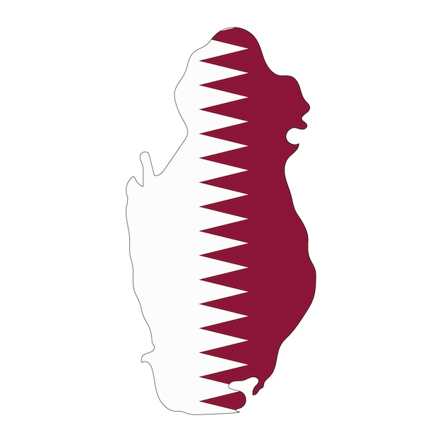 Vector qatar map with silhouette with flag isolated on white background