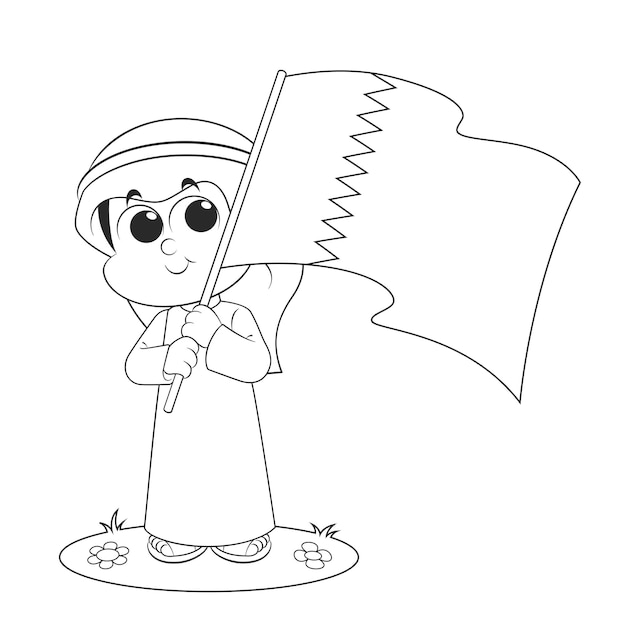 Qatar national day celebration on 18 december coloring page activity for kids vector illustration