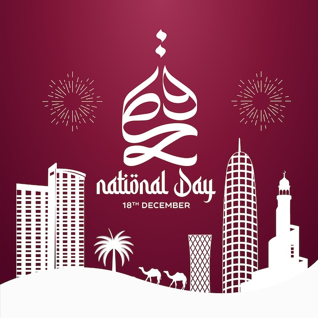 Celebrazione della festa nazionale del qatar con lo skyline della città