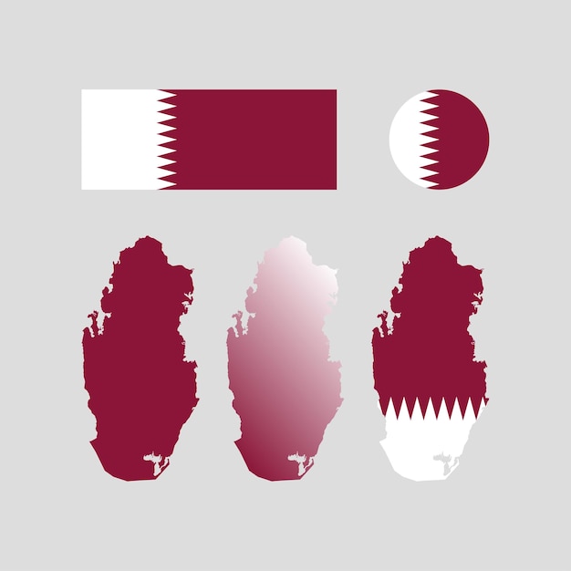 Vector qatar national flag and map set....