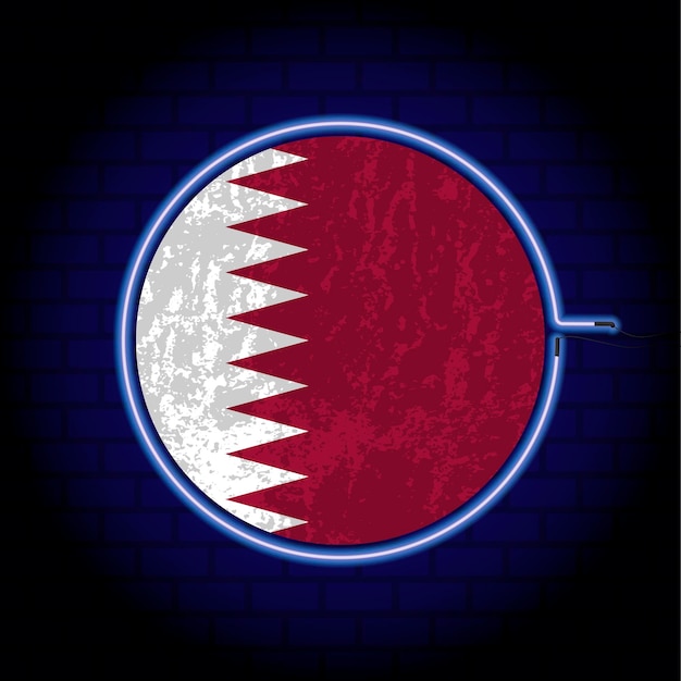 Vector qatar neon grunge flag on wall backgrond vector illustration