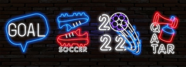 Qatar neon icone football club insegna al neon insegna luminosa banner luminoso logo calcio emblema ed etichetta...
