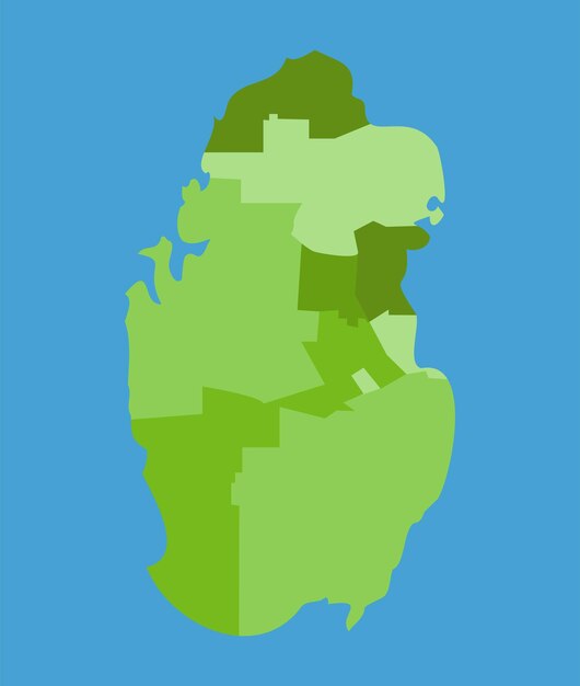 Vector qatar vector map in greenscale with regions