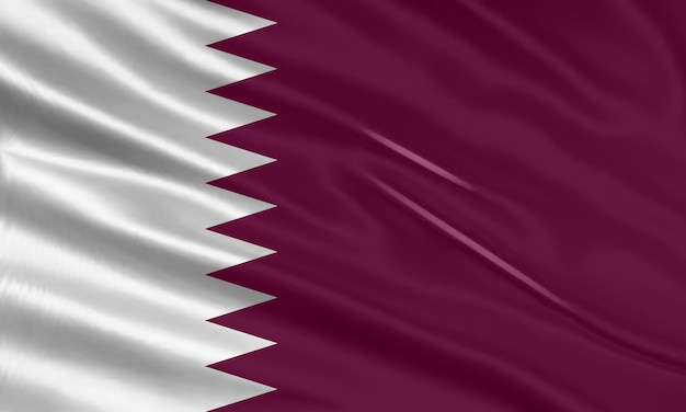 Qatar vlag ontwerp. wapperende vlag van qatar gemaakt van satijn of zijden stof. vectorillustratie.