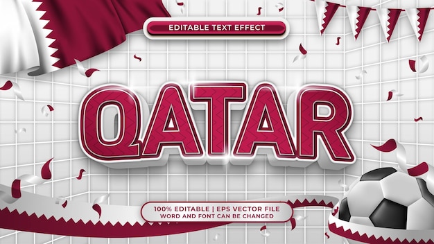 Qatar voetbal achtergrondthema bewerkbaar tekststijleffect