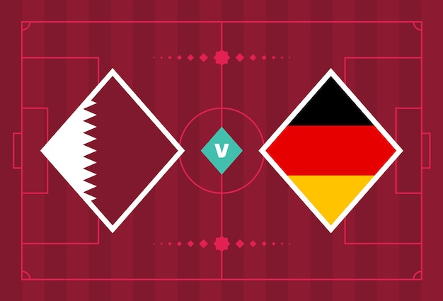 Qatar vs Germany match Playoff Football championship match versus teams on football field Qatar 2022