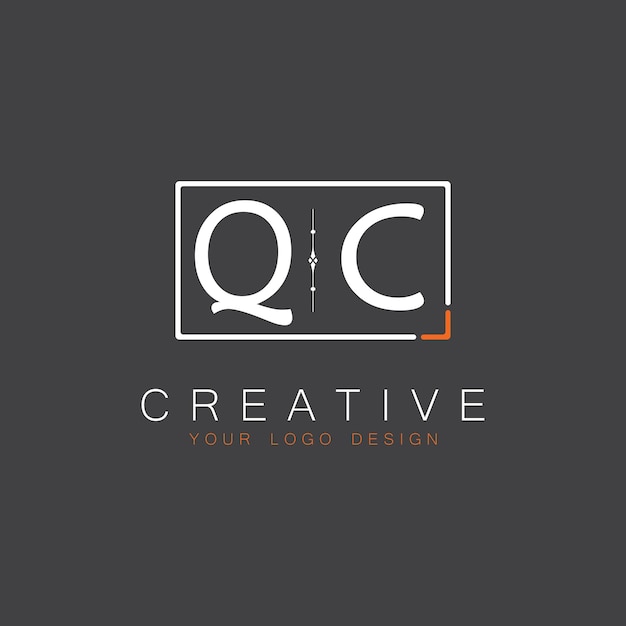 크리에이티브 (Creative) 의 QC 초기 모노그램 로고와 사각형 스타일 디자인