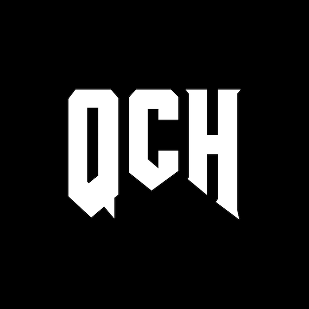 QCHのロゴデザイン 黒と白の色の組み合わせ QCHロゴ ベクトルQCHロゴデザイン QCHアイコン QCHアルファベット QCHタイポグラフィー