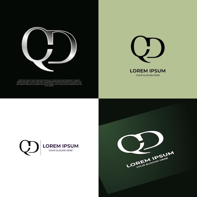 Vector qd initial modern typography emblem logo template voor bedrijven