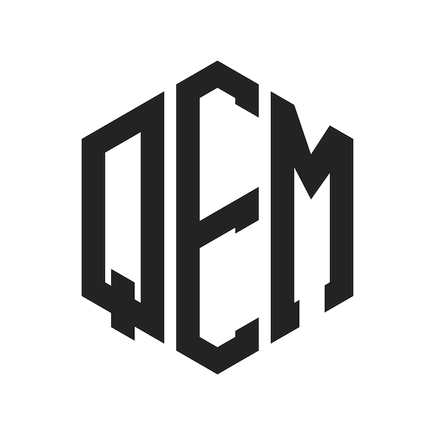 QM のロゴデザイン: QM のイニシャル・レターQM のモノグラム6角形の形を用いたロゴ