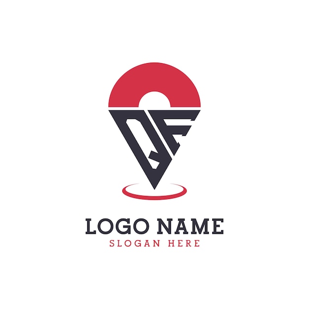 QF Location Icon Design Современный логотип QF Pinpoint для навигационных карточных приложений и предприятий, основанных на местоположении