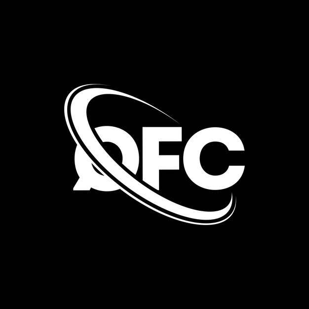 Вектор Логотип qfc, буква qfc, дизайн логотипа qfc, инициалы qfc, связанные с кругом и заглавными буквами, логотип qfc (типография для технологического бизнеса и бренда недвижимости)