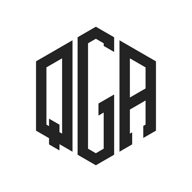 QGA ロゴ デザイン イニシャルレター QGA モノグラム ロゴ ヘクサゴン形