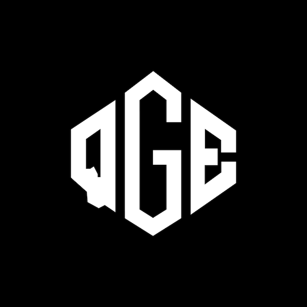 ベクトル qgeのロゴデザインはポリゴンとキューブの形状でqgeの6角形ベクトルロゴのテンプレート白と黒の色 qgeのモノグラムビジネスと不動産のロゴです