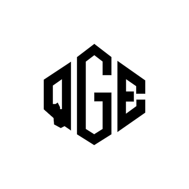 ベクトル qgeのロゴデザインはポリゴンとキューブの形状でqgeの6角形ベクトルロゴのテンプレート白と黒の色 qgeのモノグラムビジネスと不動産のロゴです