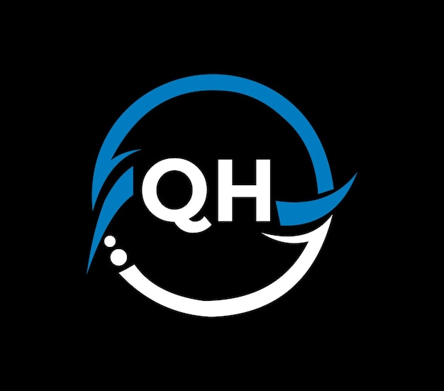 円形の QH 文字ロゴ デザイン QH 円と立方体形のロゴ デザイン QH モノグラム ビジネス