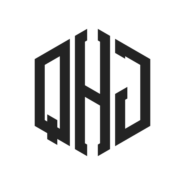 QHJ 로고 디자인 초기 글자 QHJ 모노그램 로고는 육각형 모양을 사용합니다.