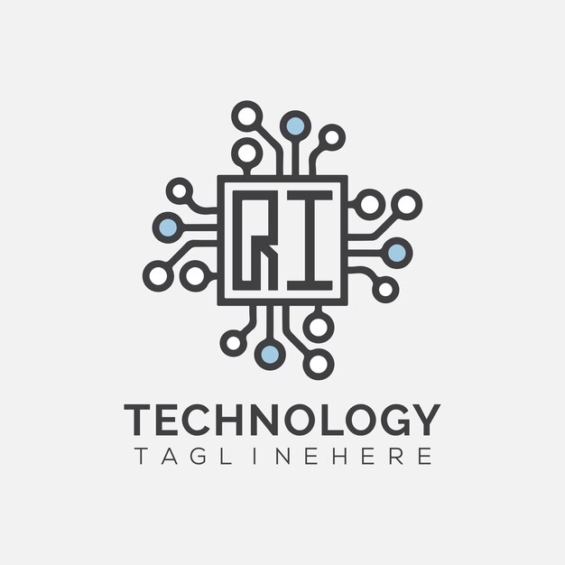 Rectangle スタイルのデザインで技術ロゴのQI初期モノグラム