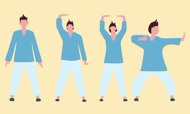 Vector qigong poses gestileerde vectorillustratie