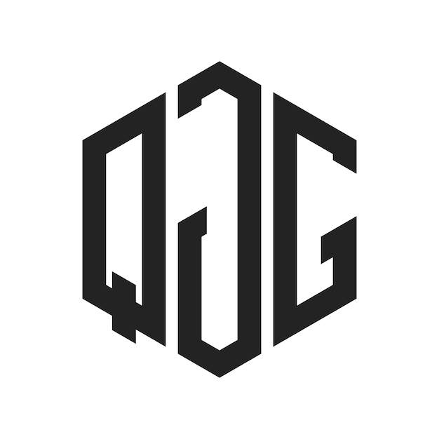 QJG ロゴデザイン イニシャルレター QJG モノグラム ロゴは六角形を使用しています