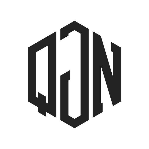 QJN 로고 디자인 초기 글자 QJN 모노그램 로고는 육각형 모양을 사용합니다.