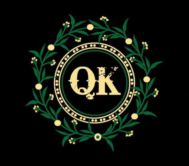 원형 모양의 QK 레터 로고 디자인 QK 원형과 큐브 모양의 로고 디자인 QK 모노그램 비즈니스