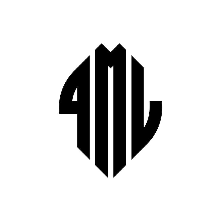 Vector qml 圓形字母標誌設計:圓形和圆形 qml 圆字母:字體風格 三個頭字母形成一個圓形標誌 qml 圈紋 抽象 單字母 字母 標誌 矢量