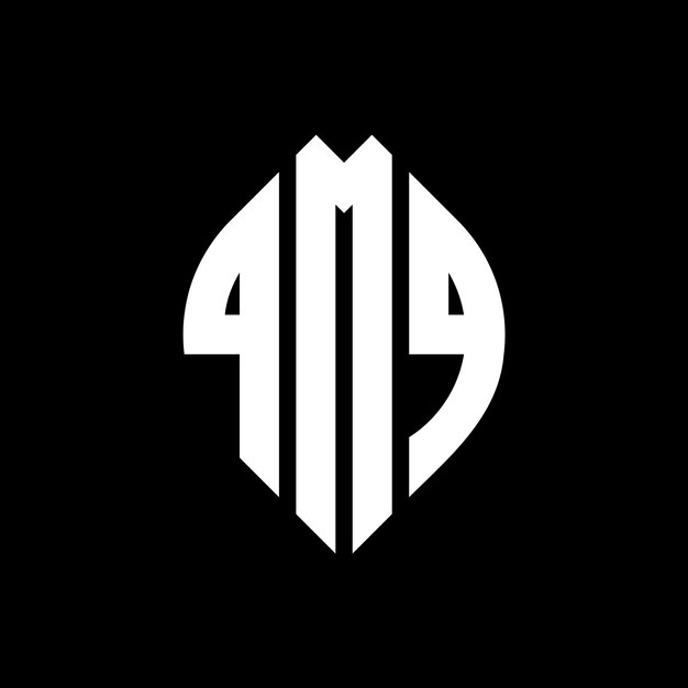 QMQ circle letter logo design with circle and ellipse shape QMQ ellipse letters with typographic style The three initials form a circle logo QMQ Circle Emblem Abstract Monogram Letter Mark Vector