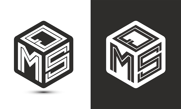 Vector qms letter logo design with illustrator cube logo vector logo modern alphabet font overlap style