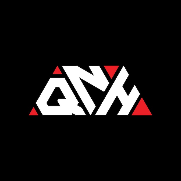 QNH トライアングル・レター・ロゴ デザイン 赤い色 QNH 三角ロゴ シンプル エレガントで豪華なロゴ QNH