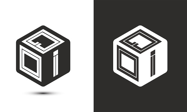 qoi letter logo design with illustrator cube logo, vector logo modern alphabet font overlap style. premium business logo icon. white color on black background