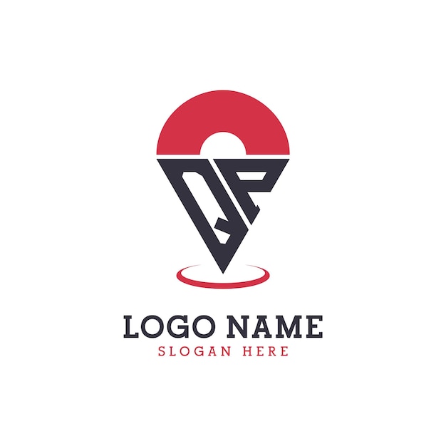 QP Location Icon Design Современный логотип QP Pinpoint для навигационных карточных приложений и предприятий, основанных на местоположении