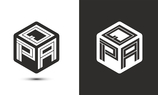 QPA letter logo design with illustrator cube logo, vector logo modern alphabet font overlap style. Premium Business logo icon. White color on black background