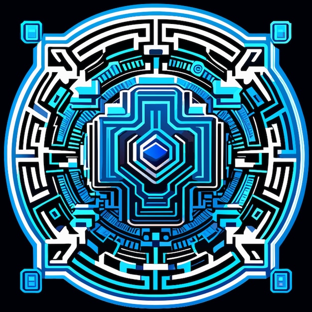 qr barcode blue circuit board digital qr code vector illustration