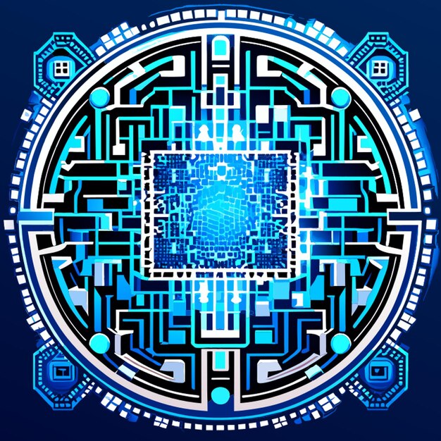 Vector qr barcodeblue circuit board digital qr code vector illustration