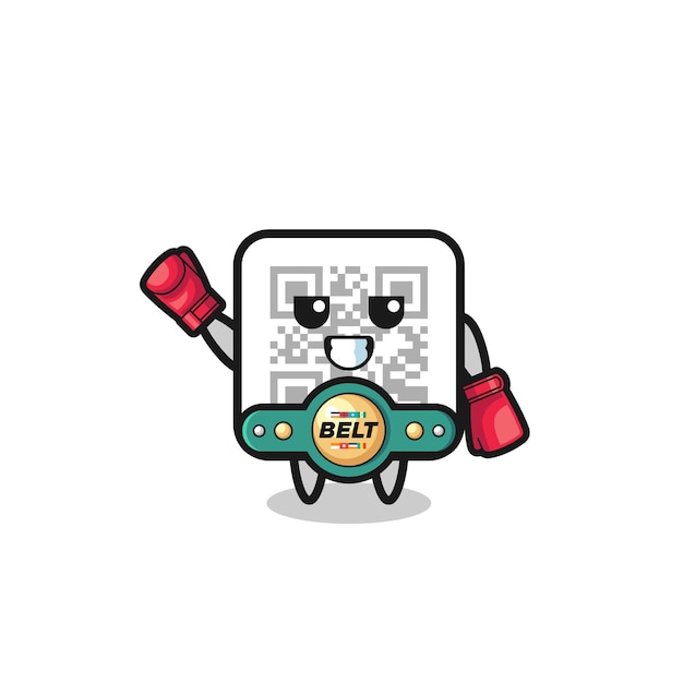 Qr code boxer mascot character