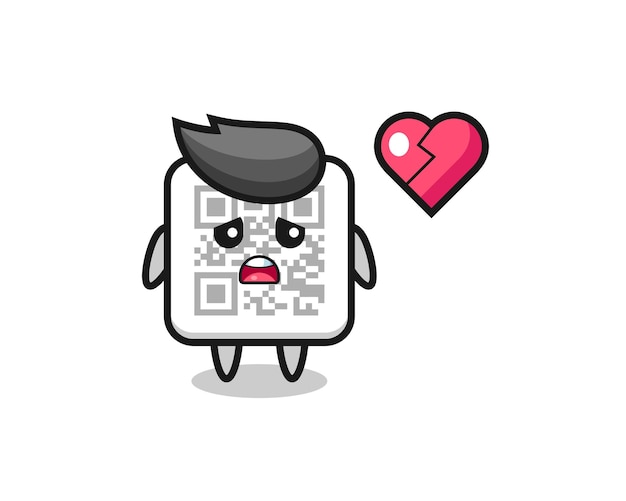 Qr code cartoon illustration is broken heart , cute design