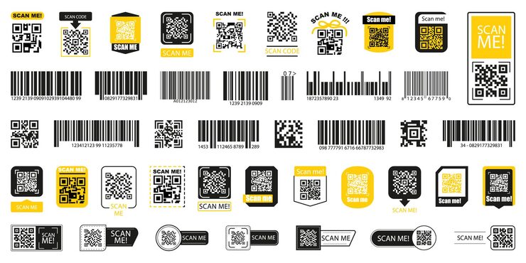 Vector qr code element collection set of scan me qr code scan qr code frames for smartphone scan me qr code mobile app