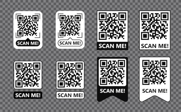 Qr code frame set for smartphone contactless payment scan me template vector eps 10