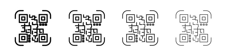 Vector qr code icon outline sign symbol set