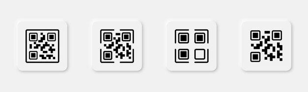 Vector qr code icon set qr scanner qr code symbol in square barcode symbol identification label