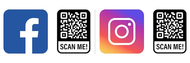 Vector qr-code met sociale media iconen