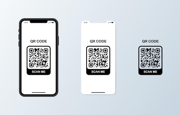 Vector qr code mockup flat black qrcode vector illustration