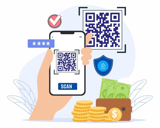 QR-код для оплаты, QR-код для смартфона, электронная оплата.