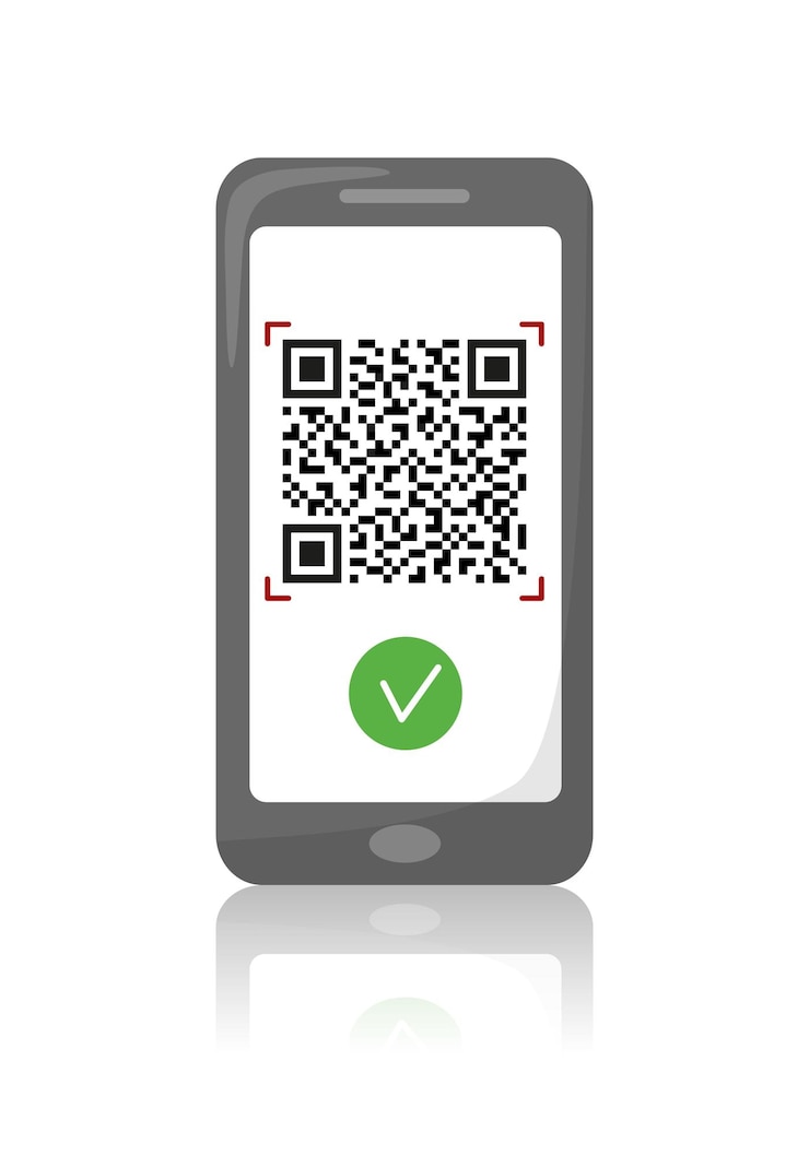 Vector qr code in phone screen