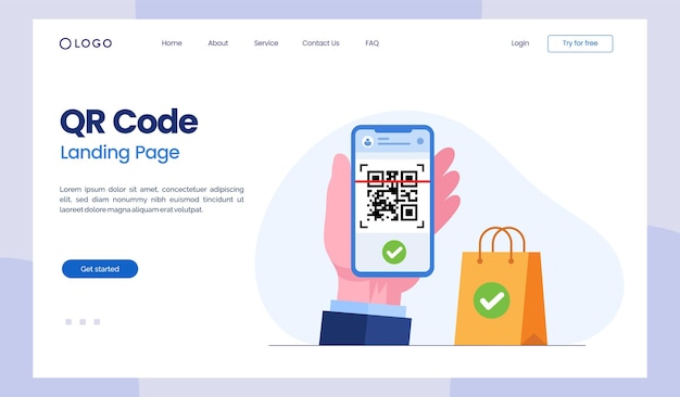 Codice qr scansione del codice a barre tecnologia di pagamento online illustrazione vettoriale piatta per banner e sfondo