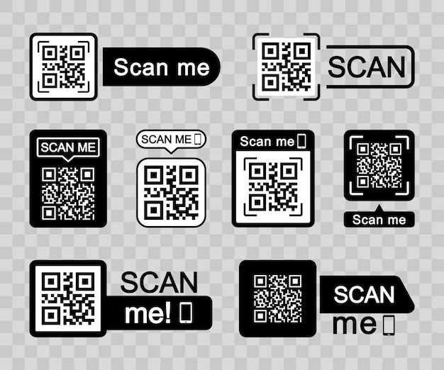 Набор значков сканирования QR-кода Сканирование QR-кода для смартфона